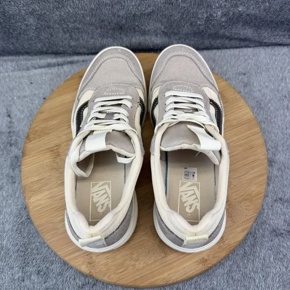 Vans Lace Up Canvas Shoes Womens Size 10 Beige Gray Low Top Sneakers 500264